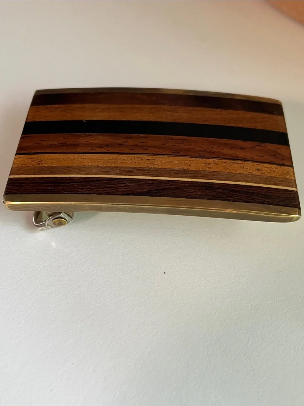 Vintage Kenneth Reid Albuquerque New Mexico Wood Brass Belt Buckle Southwestern